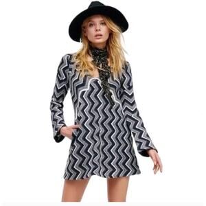 Free People Rhiannon Chevron Knit Swing Dress Boho Size Large NWT